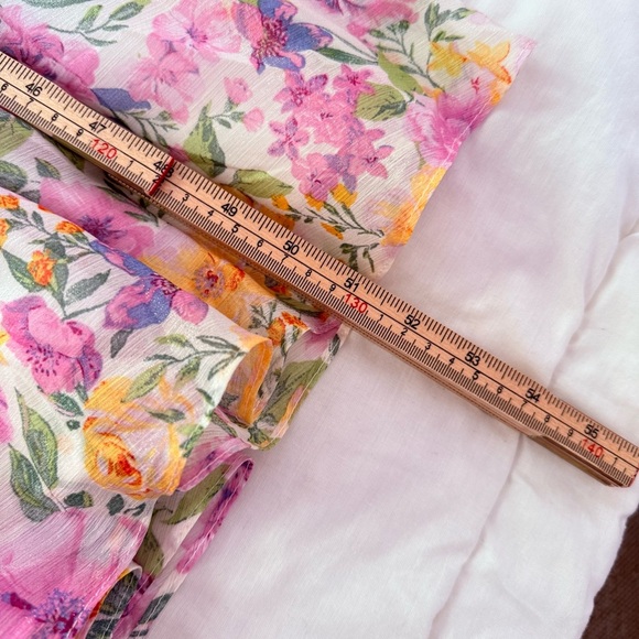 STORIA Floral Baby Doll Shimmer Chiffon Maxi Dress Size M - Picture 4 of 8